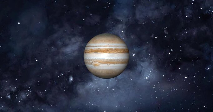 jupiter planet in space with colorful starry night and galaxy in landscape view