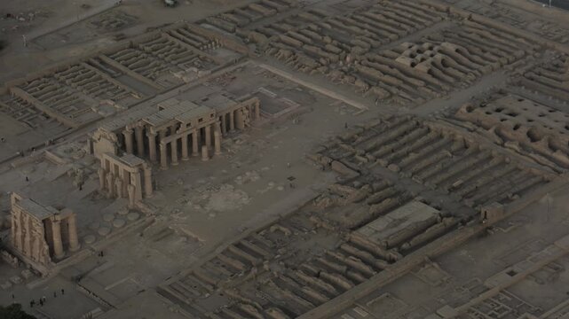 Aerial view of Thebes' Ramesseum is memorial temple of Pharaoh Ramesses II in Valley of the Kings in Luxor