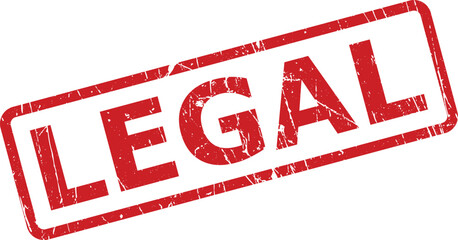 Red grunge rubber stamp impression displaying the word LEGAL on a clean white background