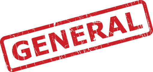 Red rectangular GENERAL rubber stamp with grunge texture isolated on a clean white background