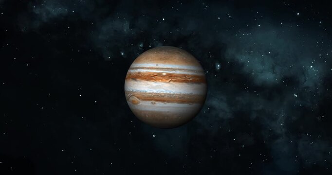 beautiful jupiter planet with colorful galaxy and starry night in landscape view