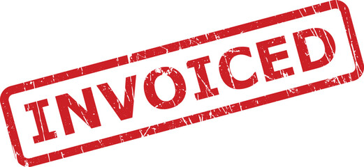 Red rectangular rubber stamp showing the word INVOICED indicating a completed billing action