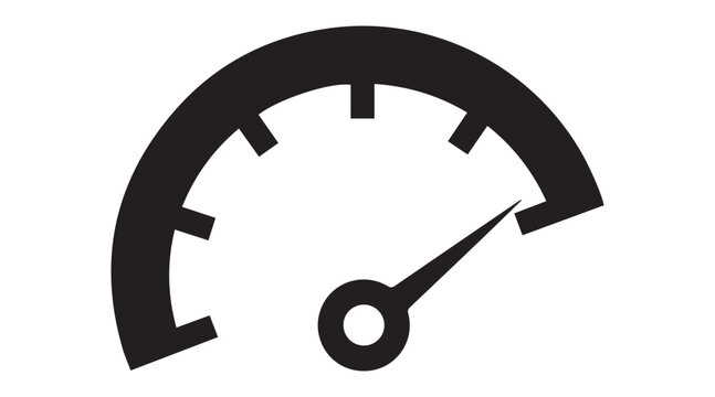 Performance measurement icon with a gauge and needle showing high speed or achievement level Vector