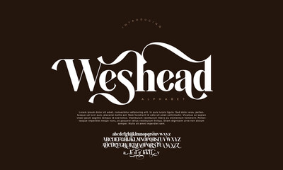 Elegant Font Uppercase Lowercase And Number. Classic Lettering Minimal Fashion Designs. Typography modern serif fonts regular decorative vintage concept. vector illustration