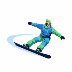 Fototapeta premium Snowboarder Sliding Down Steep Mountain Slope with Motion Blur