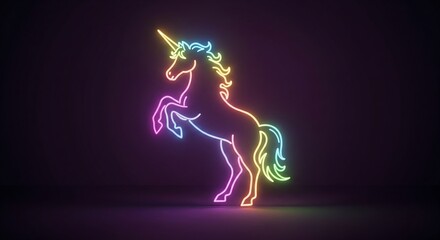 A glowing neon unicorn silhouette. 