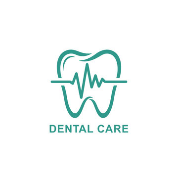 Dental Care Illustration Featuring Tooth with Heartbeat Line