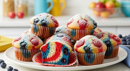 Colorful Patriotic Berry Muffins