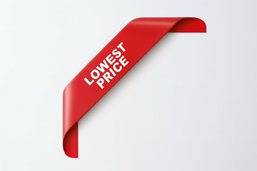 Lowest price red ribbon banner on white background