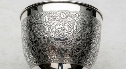 Ornate Silver Plated Trophy Cup with Floral Engraving