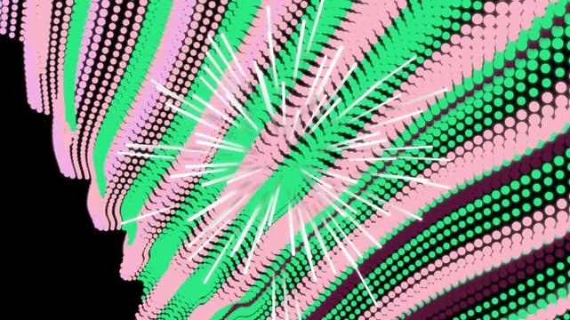 vibrant abstract digital art featuring pink green halftone dots patterns motion graphics visual effects design elements