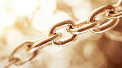 A golden chain with a blurred, golden background. The chain is the central focus, with a golden hue that adds a sense of luxury and elegance.