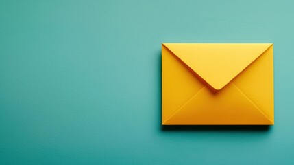 A yellow envelope on a teal background. The envelope is closed and has a plain, unadorned design.
