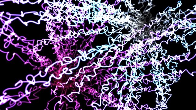 Neon squiggles pulse across a dark background