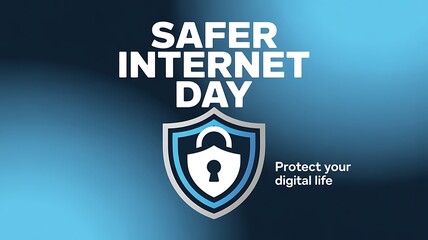 Obraz premium Safer internet day: protect your digital life with a shield and lock icon