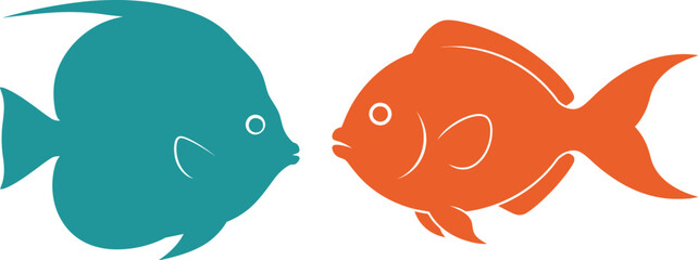 Fototapeta premium Cute cartoon fish vector illustration with heart and fun sea character design