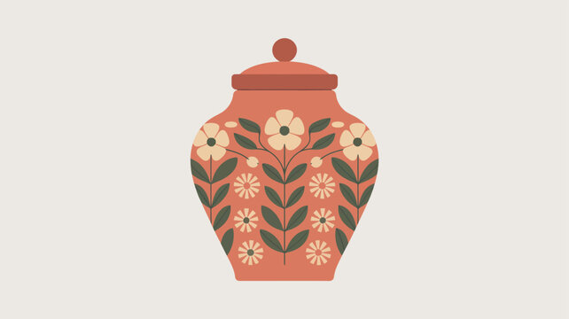 Decorative Ginger Jar with Floral Pattern.