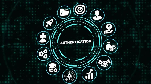 Cyber ​​security and data protection HUD interface concept, digital information security and risk management technology dashboard futuristic corporate network security and privacy protection visual.