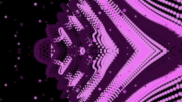 abstract digital art featuring vibrant pink and purple geometric patterns against a black background creating visually appealing designs