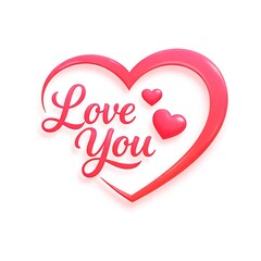 Romantic Heart with "Love You" Text and Small Hearts