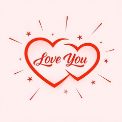 Romantic Red Hearts with "Love You" Text and Sparkles