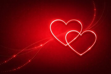 Two Glowing Hearts on a Red Textured Background