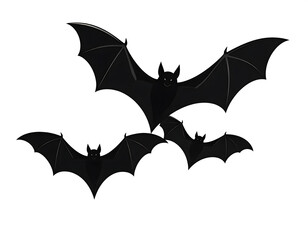 Fototapeta premium Silhouette of multiple bats in flight viewed from below against a plain background