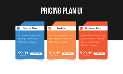 Subscription Price Plan Infographic Template. Subscription plan for online service, SaaS concept software Vector.Business subscription plan web ui element.