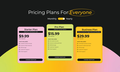 Subscription Price Plan Infographic Template. Subscription plan for online service, SaaS concept software Vector.Business subscription plan web ui element.