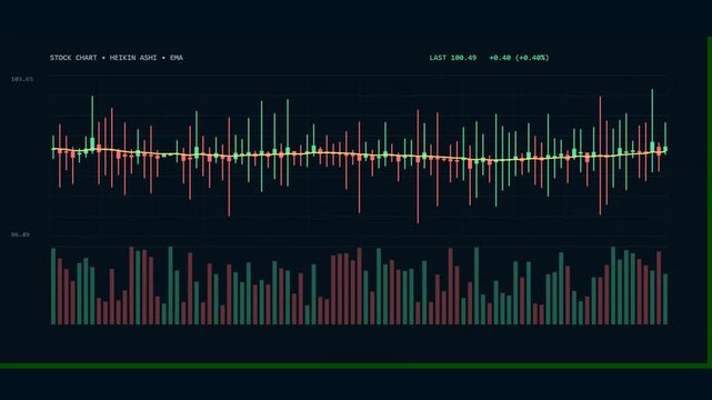 Financial Market Performance and Data Visualization with Stock Charts and Bar Graphs