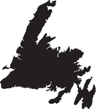 Newfoundland Island Canada Map Silhouette Isolated Vector