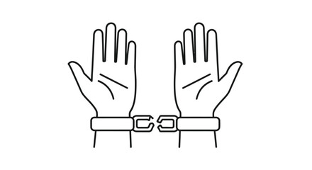Fototapeta premium Hands restrained by handcuffs a graphic illustration of arrest or imprisonment