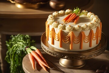 Happy Carrot Cake Day Celebration with Cream Cheese Frosting and Cute Carrot Toppers