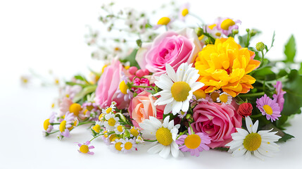 Obraz premium Elegant White Background Floral Bouquet Composition