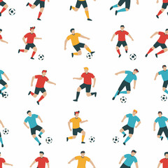 Seamless Pattern Soccer Players Football Match Background