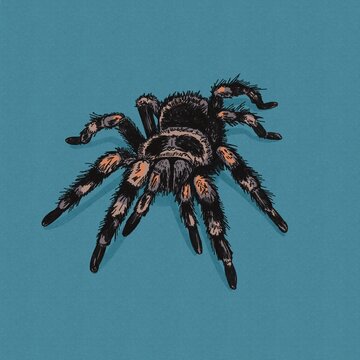 Tarantula hand-drawn illustration, spider illustrated digitally with textures showing hairy legs