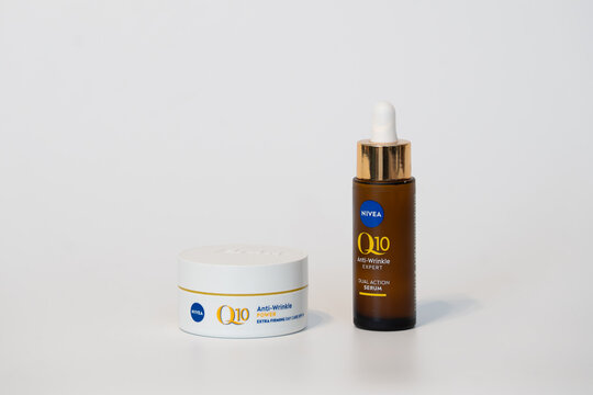 Bucharest Romania 1 February 2026.Nivea Q10 cream for anti-aging and moisturising, promoting smooth and radiant skin.