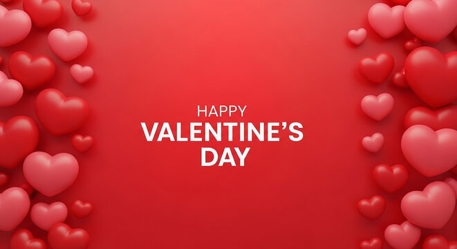valentines day, 14th February, 3d red hearts blur efect design romantic love day Celebration card vector illustration