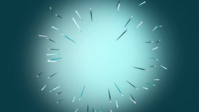 shattered glass fragments flying outward with sharp edges and splinters on blue background with gradient effect slowly