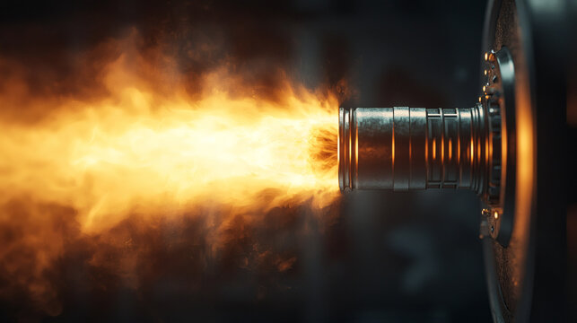 Powerful Flames Emanating from a High-Performance Engine Component