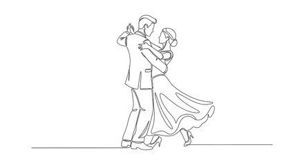Obraz premium elegant ballroom dancing couple gracefully performing a waltz symbolizing romance and partnership ideal for event promotions