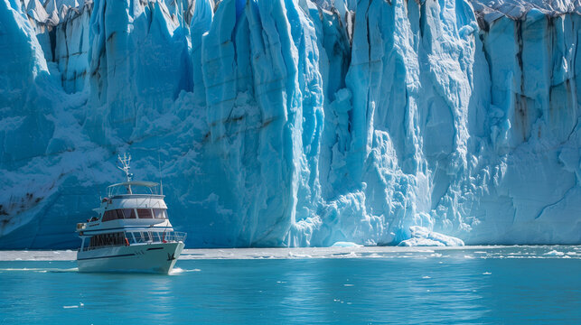 Boat sailing near Perito Moreno glacier. Boat sailing near Perito Moreno glacier, in Patagonia, Argentina.