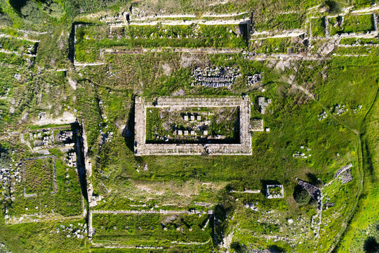 Aerial views of Heraion of Argos, ancient sanctuary in the Argolid, Greece