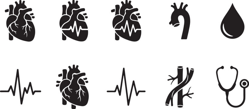 Cardiology and Cardiovascular Health Icons