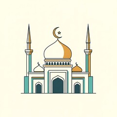 Islamic Mosque Architecture Illustration Design.