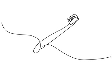 Obraz premium Clean and simple single line vector art of a toothbrush. Perfect for dental clinic branding, health blogs, and minimalist lifestyle designs.