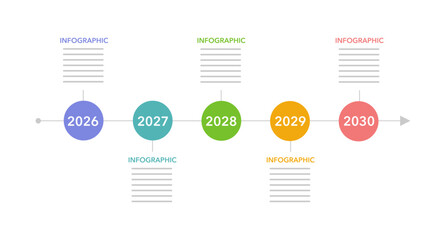 Infographic timeline template as a vector for 12 months planner, colorful label, simple and minimal style, for business planning presentation on white background, make mission of the year and future