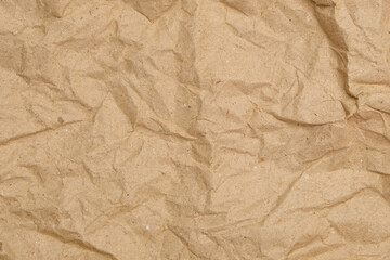 Close up of crumpled and wrinkled brown paper abstract texture background. For graphic design, 3D rendering and banners