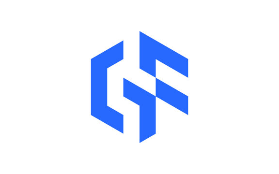 GF bold geometric monogram logo set within a sharp hexagon shape. Masculine, strong, convey power, stability, and modern. Perfect for construction, industrial, etc.