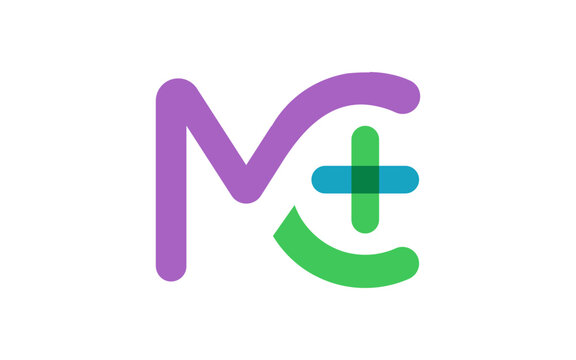 Letters MC health, clean and modern logo with a medical cross integrated into the C. Represents care, trust, and professionalism, making it ideal for healthcare, medical, and wellness brands.